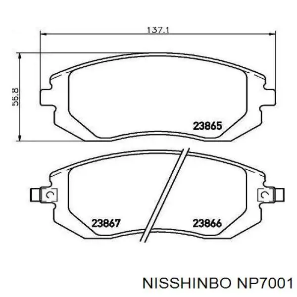 NP7001 Nisshinbo Klocki hamulcowe przednie tarczowe