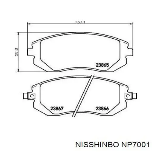 Klocki hamulcowe przednie tarczowe Nisshinbo NP7001 cena, od 27,69 USD