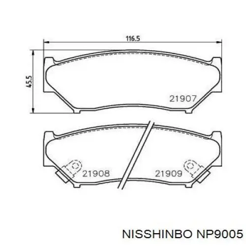 NP9005 Nisshinbo klocki hamulcowe przednie tarczowe