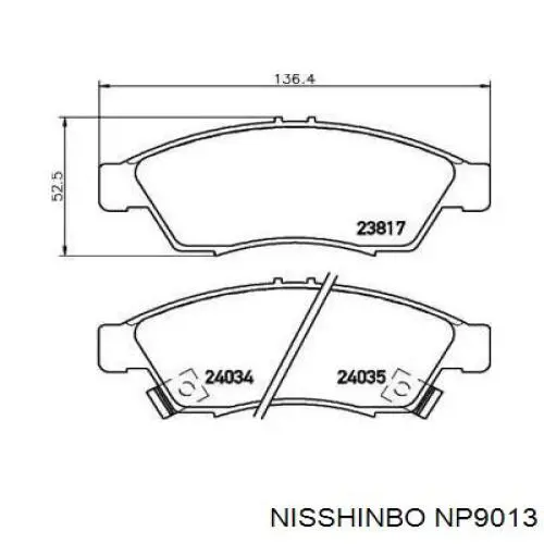 NP9013 Nisshinbo Klocki hamulcowe przednie tarczowe
