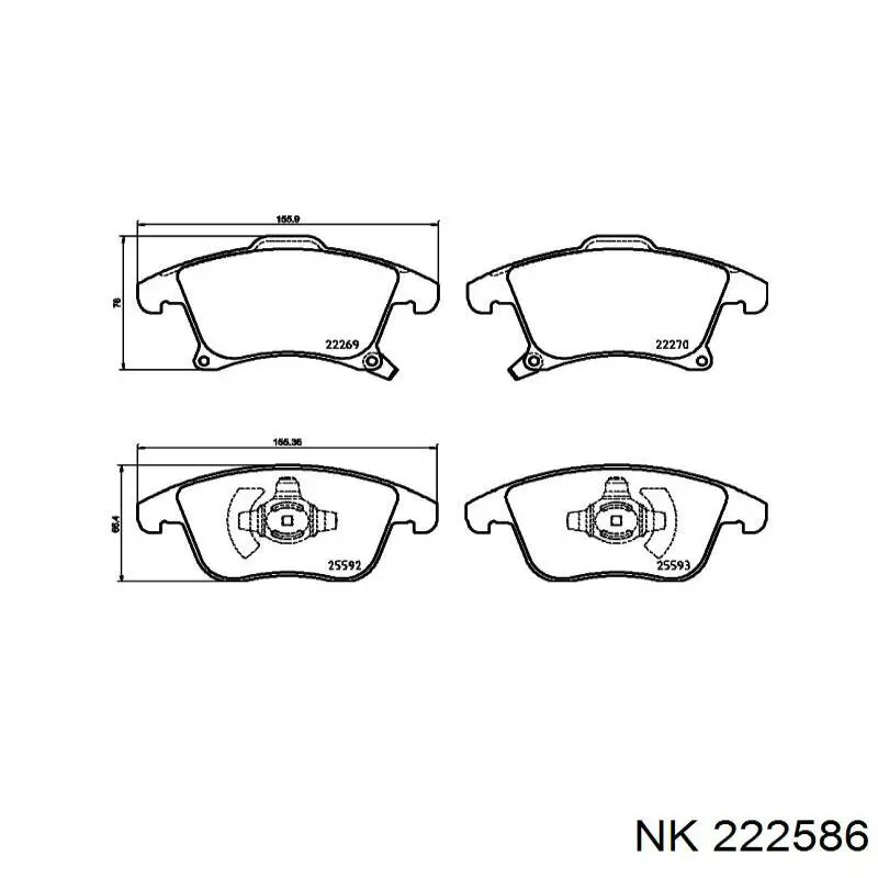 Do koszyka 222586 NK Klocki hamulcowe przednie tarczowe