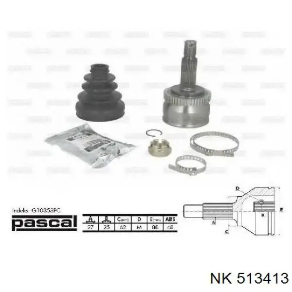 Przegub homokinetyczny przedni zewnętrzny NK 513413 cena, od 44,29 USD
