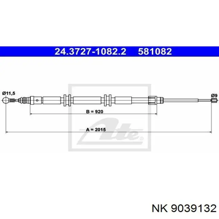 Linka hamulca ręcznego tylna prawa/lewa NK 9039132 cena, od 17,41 USD