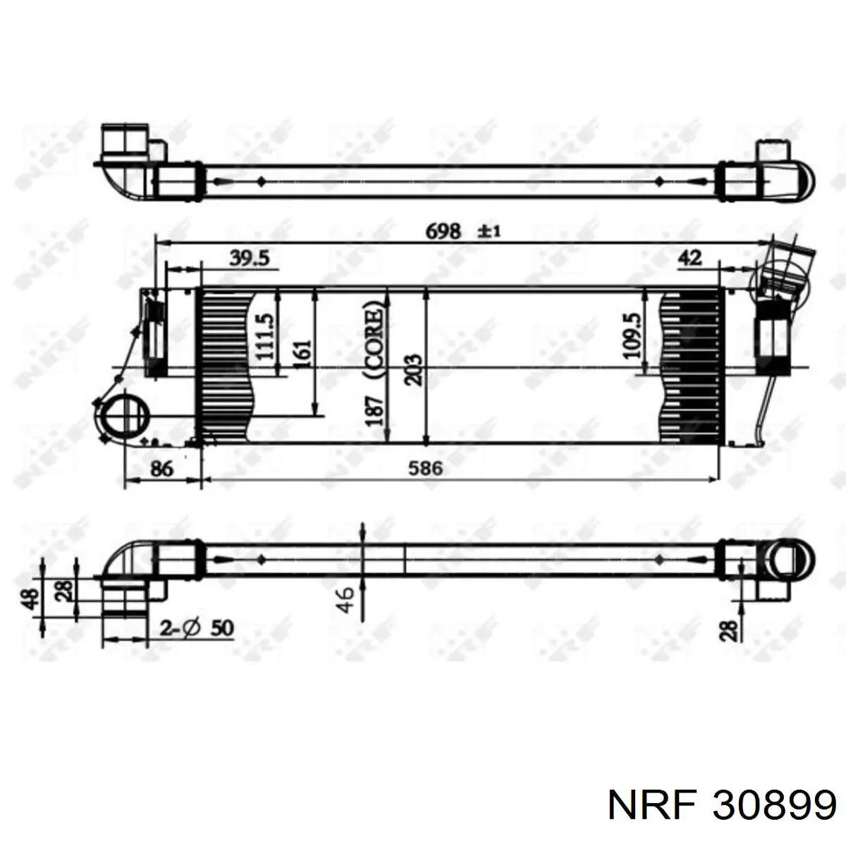Chłodnica intercoolera NRF 30899 cena, od 152,57 USD