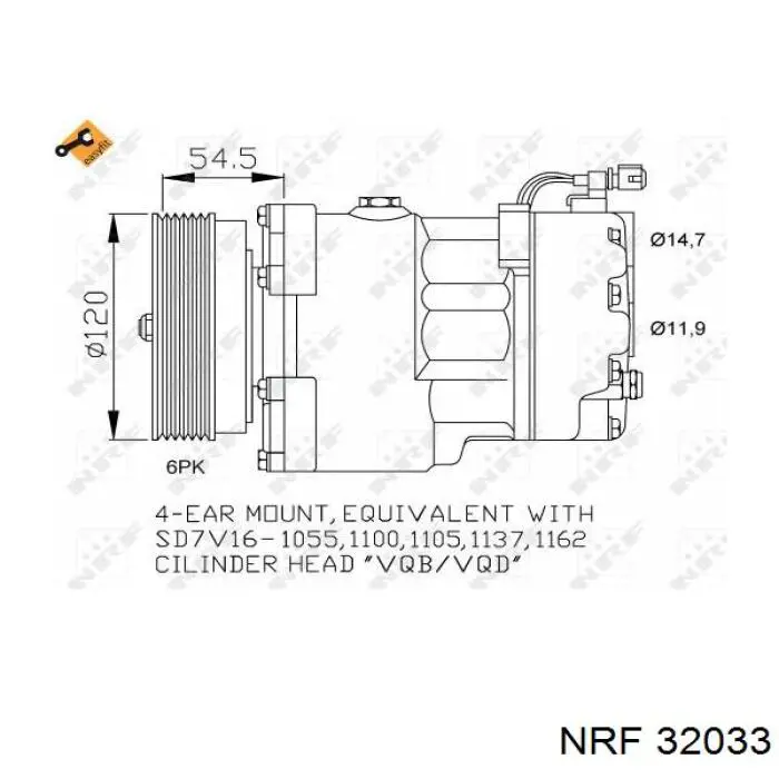 Sprężarka klimatyzacji NRF 32033 cena, od 57,94 USD