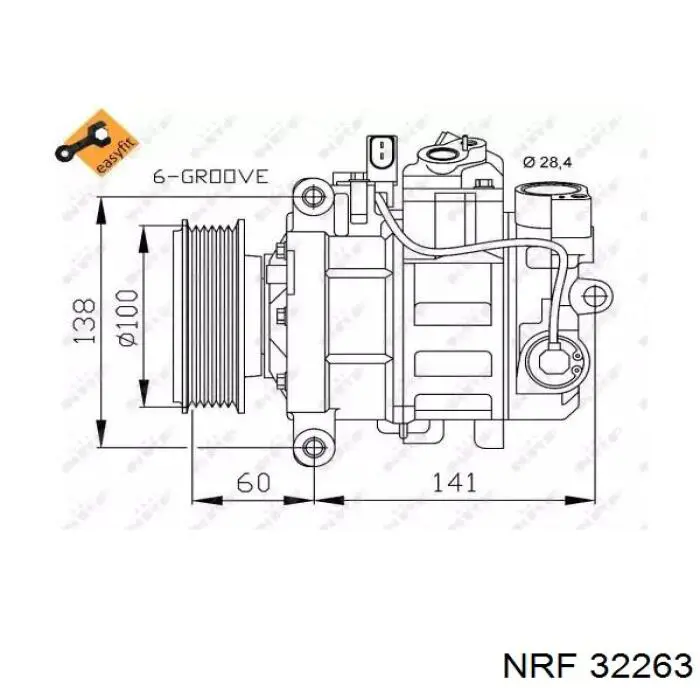 Sprężarka klimatyzacji NRF 32263 cena, od 274,79 USD