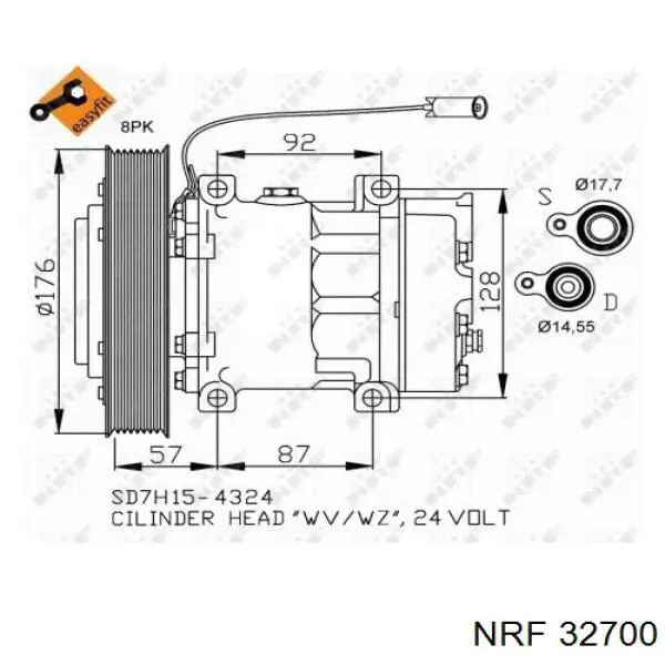 Do koszyka 32700 NRF Sprężarka klimatyzacji