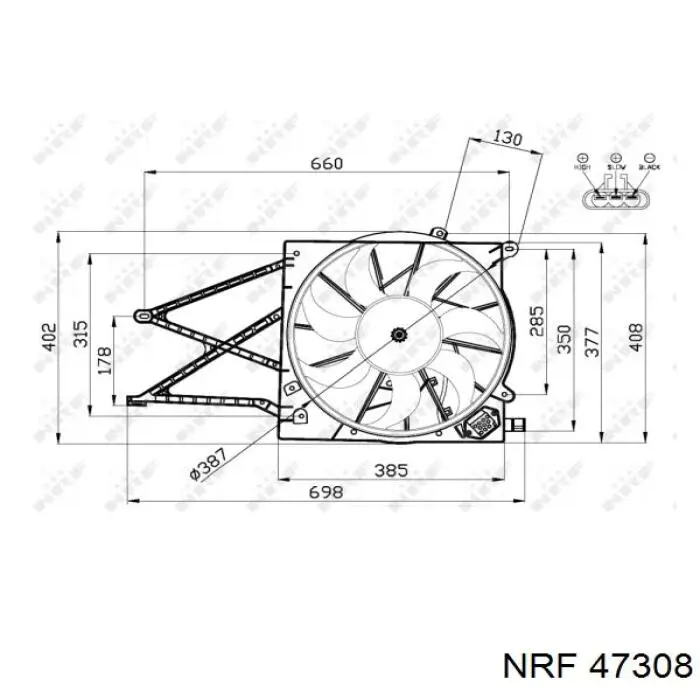 Dyfuzor chłodnicy, w komplecie z silnikiem i wirnikiem NRF 47308 cena, od 47,67 USD