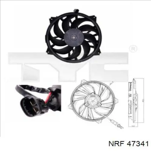 Wentylator elektryczny układu chłodzenia, kompletny (silnik+wirnik) lewy NRF 47341 cena, od 52,97 USD