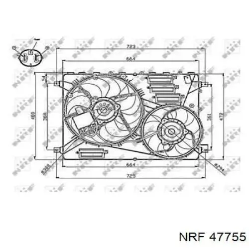 Dyfuzor chłodnicy, w komplecie z silnikiem i wirnikiem Land Rover LR094390