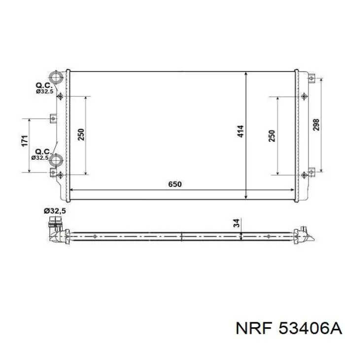 Chłodnica silnika NRF 53406A cena, od 76,22 USD