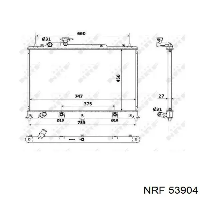 Chłodnica silnika NRF 53904 cena, od 182,55 USD
