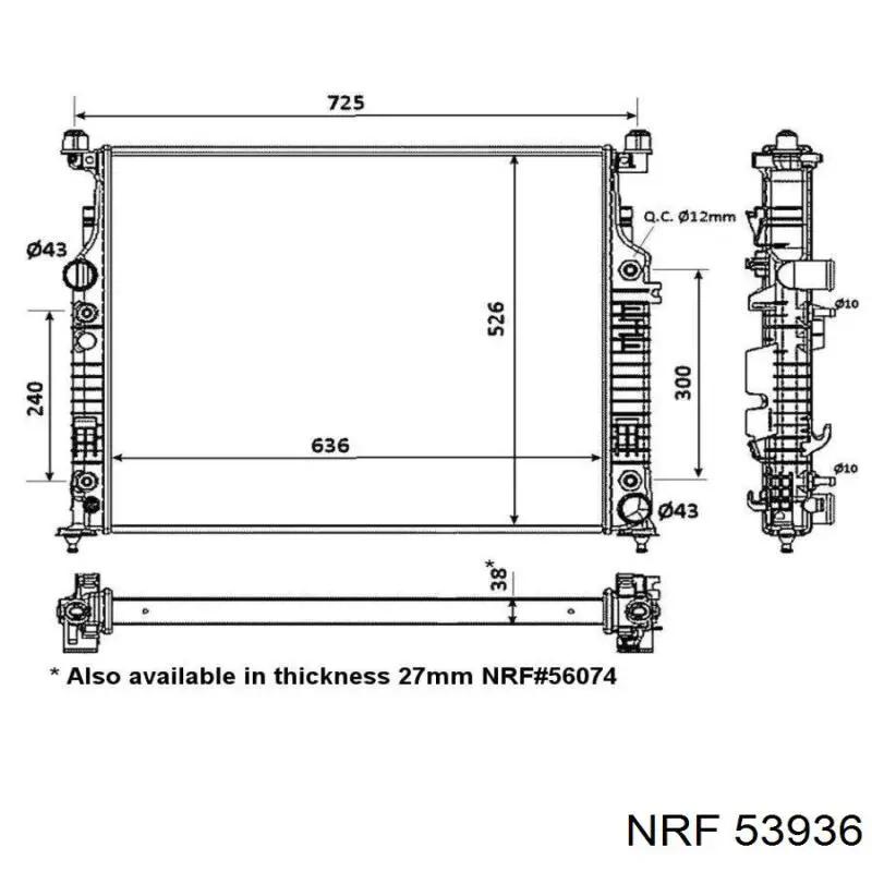 Chłodnica silnika NRF 53936 cena, od 242,50 USD