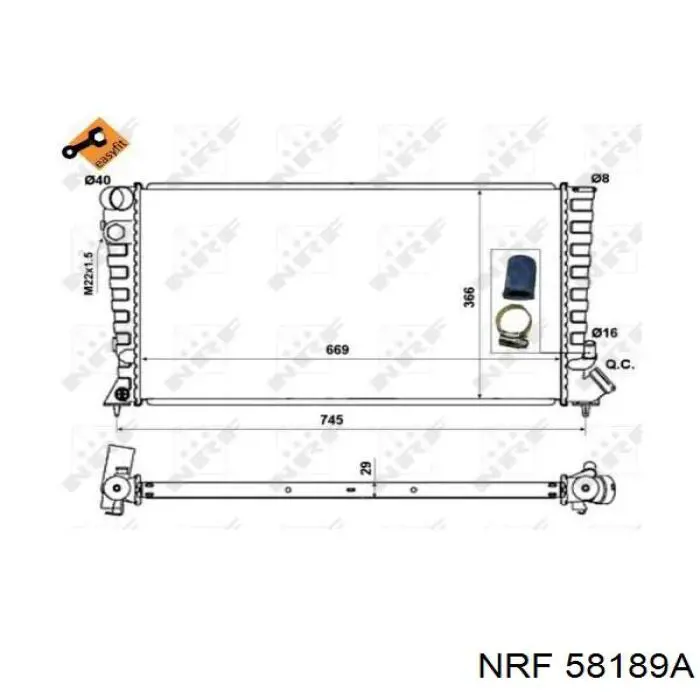 Chłodnica silnika NRF 58189A cena, od 85,25 USD