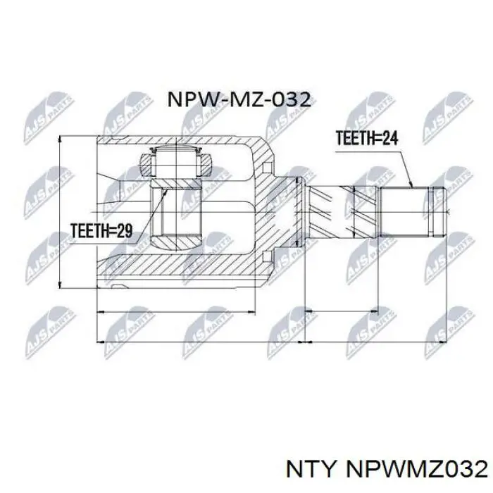 Przegub homokinetyczny wewnętrzny przedni lewy Mazda 323 F VI hatchback (BJ) (1998 - 2003) cena, od 101,60 USD