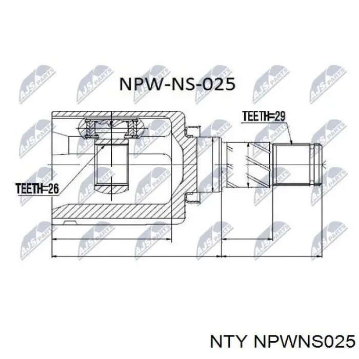 Przegub homokinetyczny przedni zewnętrzny NTY NPWNS025 cena, od 50,94 USD