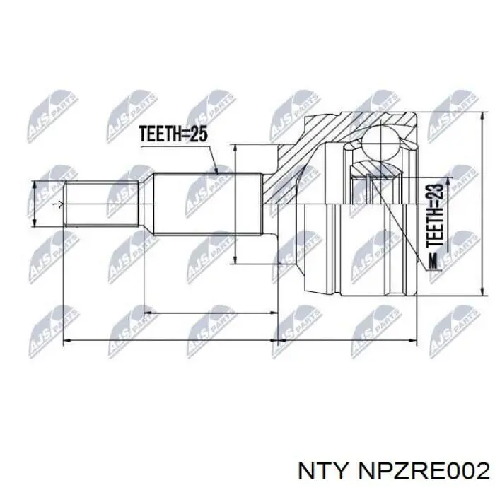 Przegub homokinetyczny przedni zewnętrzny NTY NPZRE002 cena, od 62,73 USD