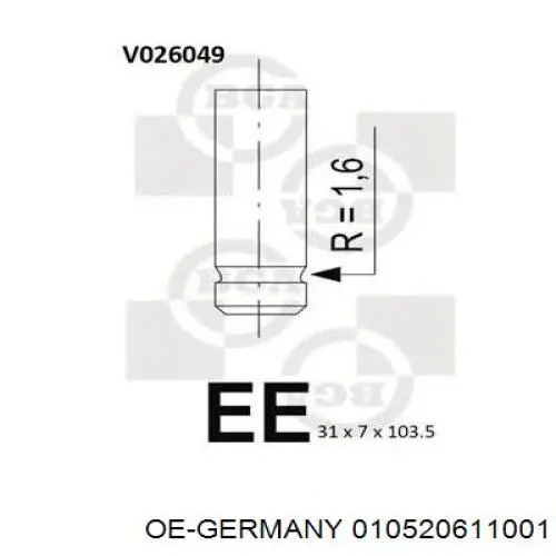 01 0520 611001 OE Germany zawór wydechowy