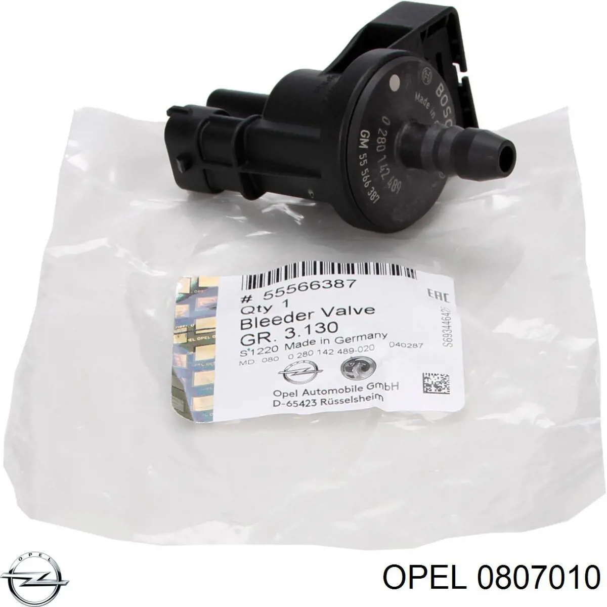 0807010 Opel Zawór odpowietrzający zbiornika paliwa