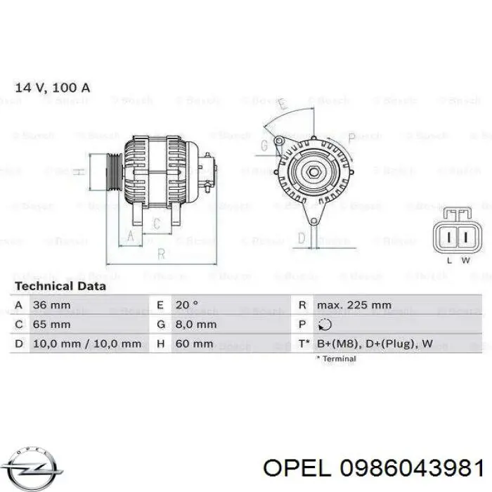 0986043981 Opel alternator