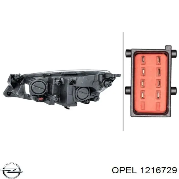 Reflektor prawy 1216729 Opel