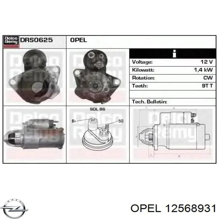 Rozrusznik Opel 12568931 cena, od 66,40 USD