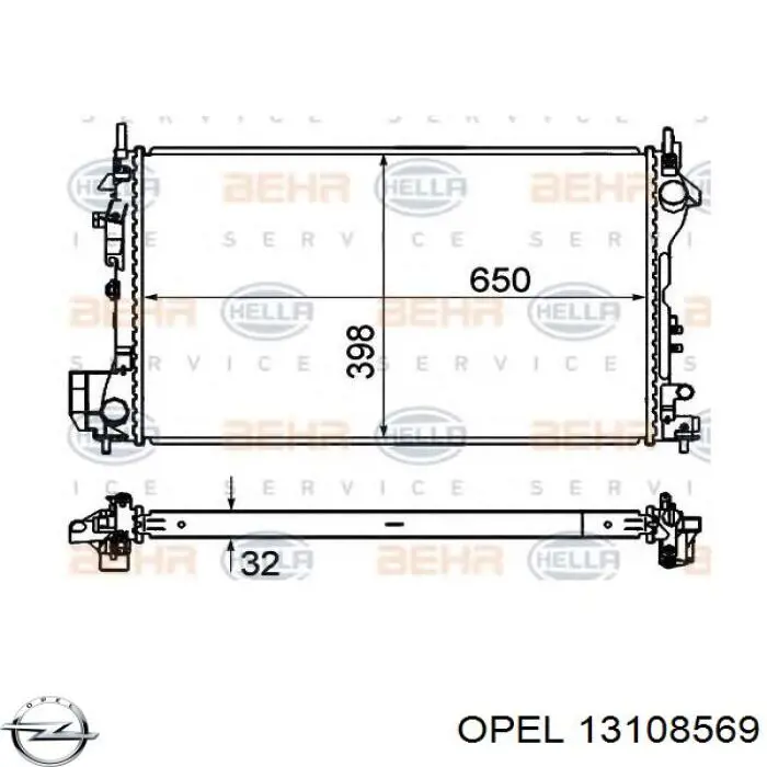 Chłodnica silnika Opel 13108569 cena, od 113,44 USD