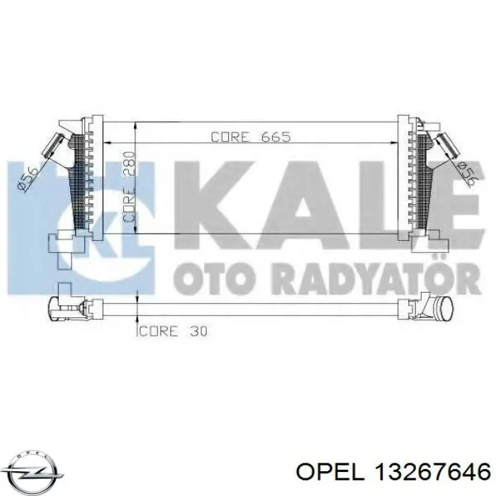 Chłodnica intercoolera Opel 13267646 cena, od 78,32 USD
