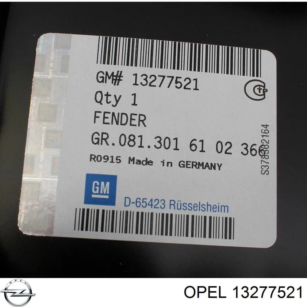 Błotnik przedni prawy Opel 13277521 cena, od 114,07 USD