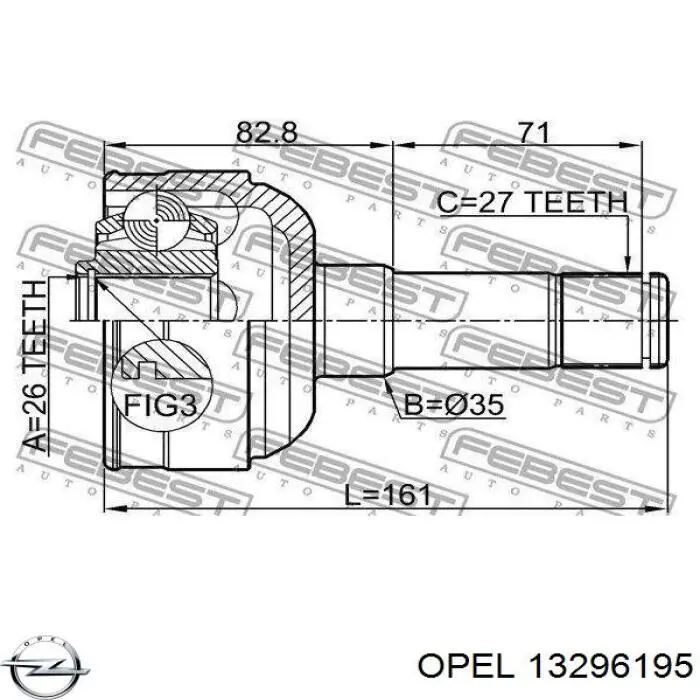 Do koszyka 13296195 General Motors Przegub homokinetyczny wewnętrzny przedni lewy