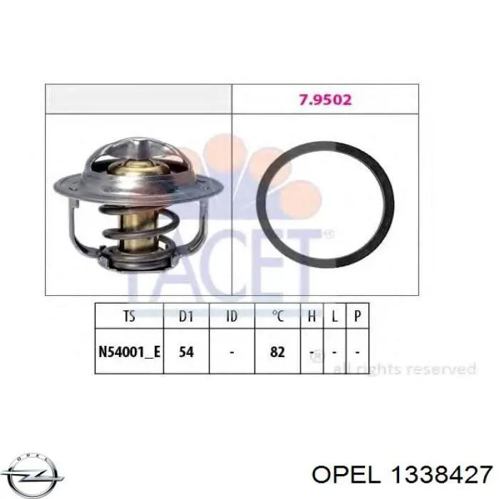 Do koszyka 1338427 Opel Termostat