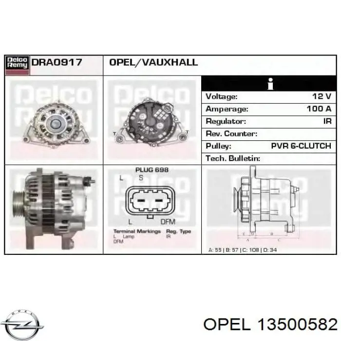 13500582 Opel Alternator