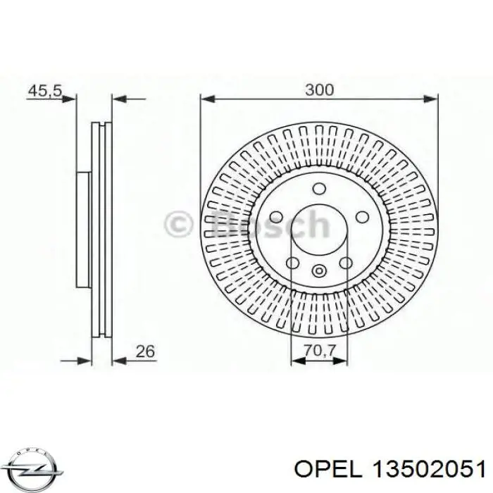 Do koszyka 13502051 Opel Tarcza hamulcowa przednia