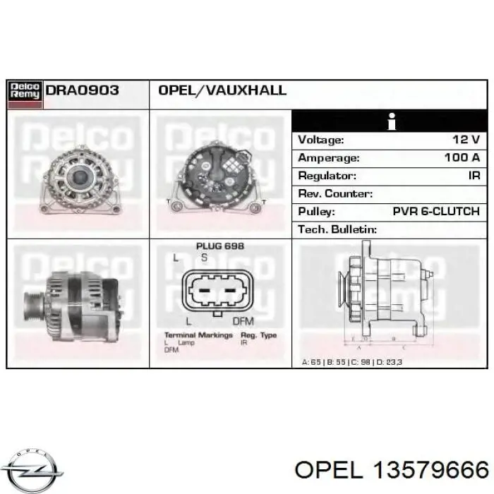 Do koszyka 13579666 Opel Alternator