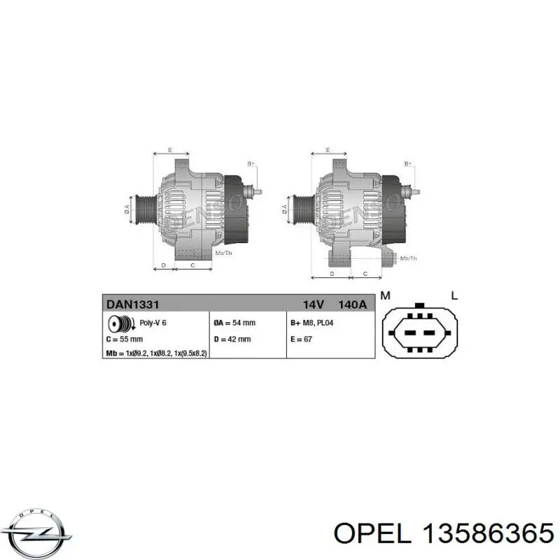 Alternator 95524437 General Motors