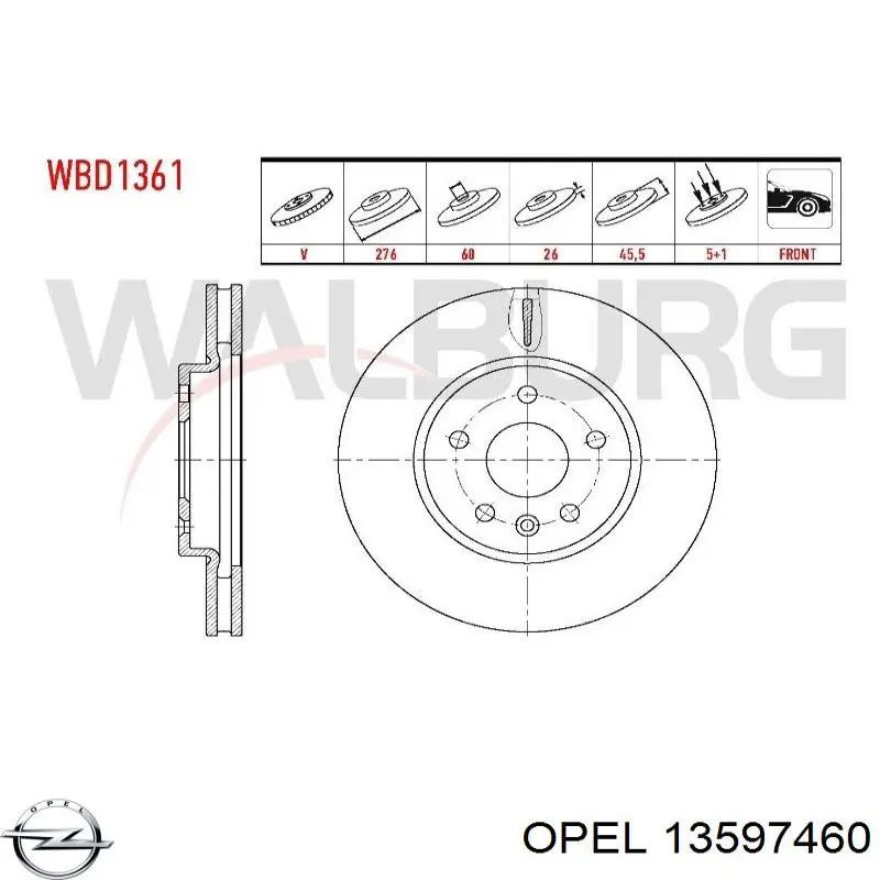 13597460 Opel Tarcza hamulcowa przednia