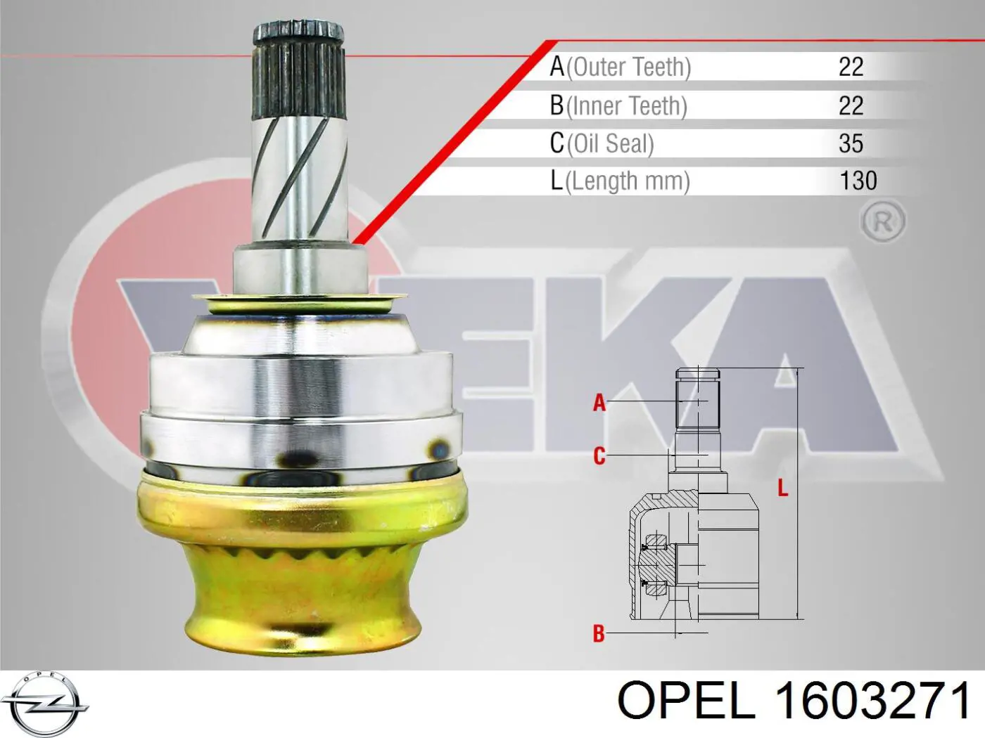 Do koszyka 1603271 Opel Przegub homokinetyczny przedni wewnętrzny