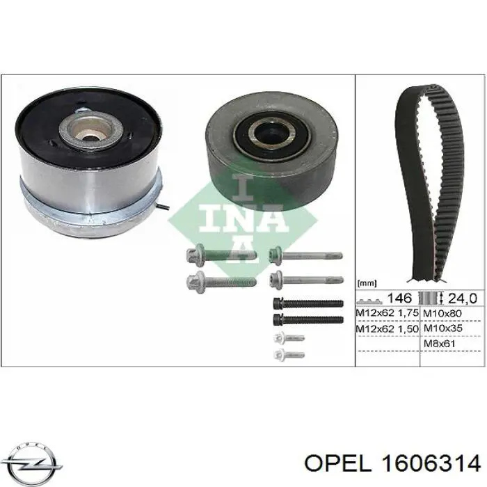 Pasek rozrządu, zestaw Opel 1606314 cena, od 66,43 USD