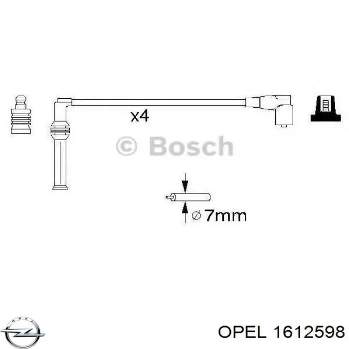Zestaw przewodów wysokiego napięcia 1612598 Opel