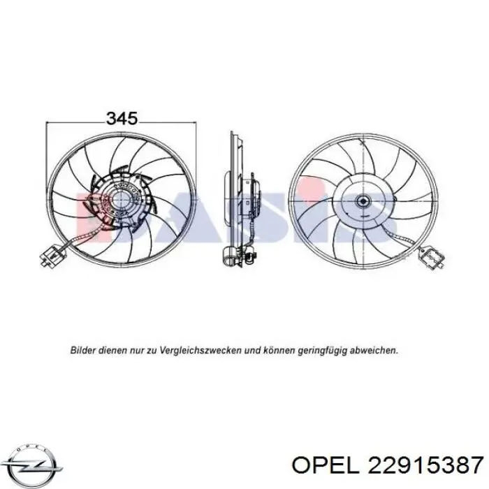 Wentylator elektryczny układu chłodzenia, kompletny (silnik+wirnik) prawy Opel 1341097 cena, od 124,29 USD