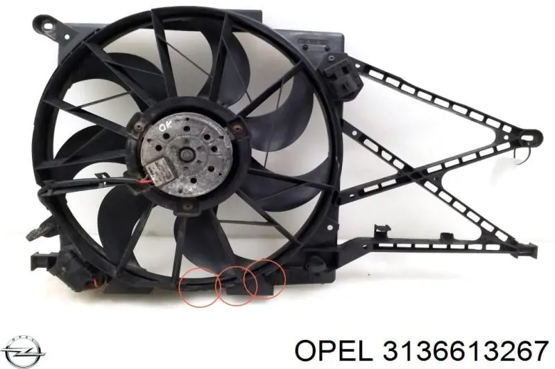 3136613267 Opel Dyfuzor chłodnicy, w komplecie z silnikiem i wirnikiem