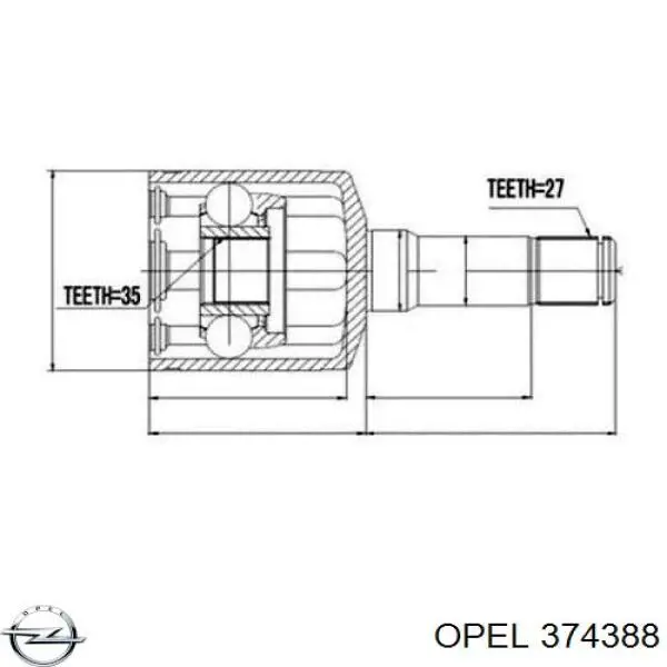 Przegub homokinetyczny przedni wewnętrzny Opel 374388 cena, od 54,04 USD