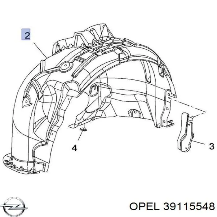 39115548 Opel Nadkole błotnika przedniego prawe