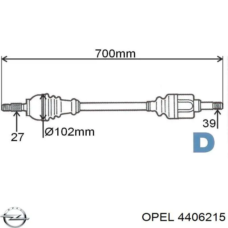 4406215 Opel półoś napędowa przednia lewa