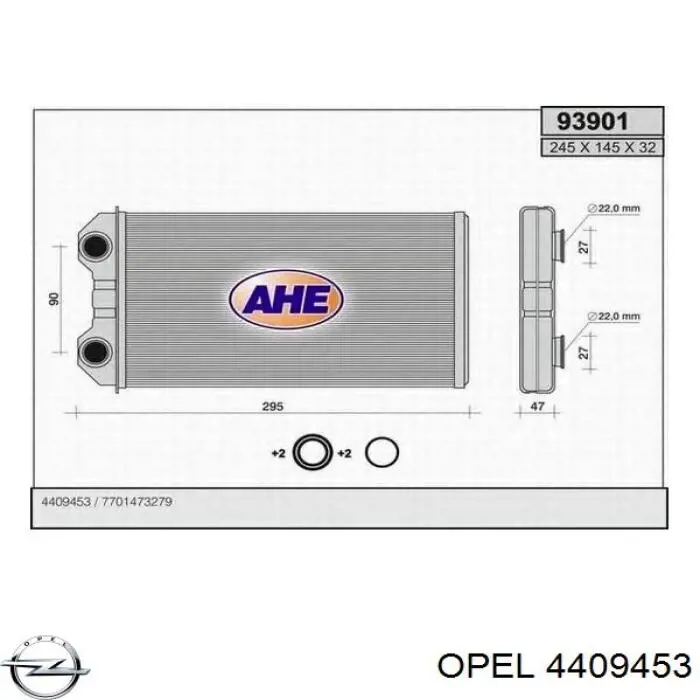 Chłodnica nagrzewnicy (ogrzewacza) Opel 4409453 cena, od 53,34 USD