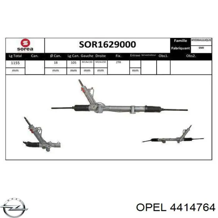 Listwa kierownicza (maglownica) Opel 4414764 cena, od 405,21 USD