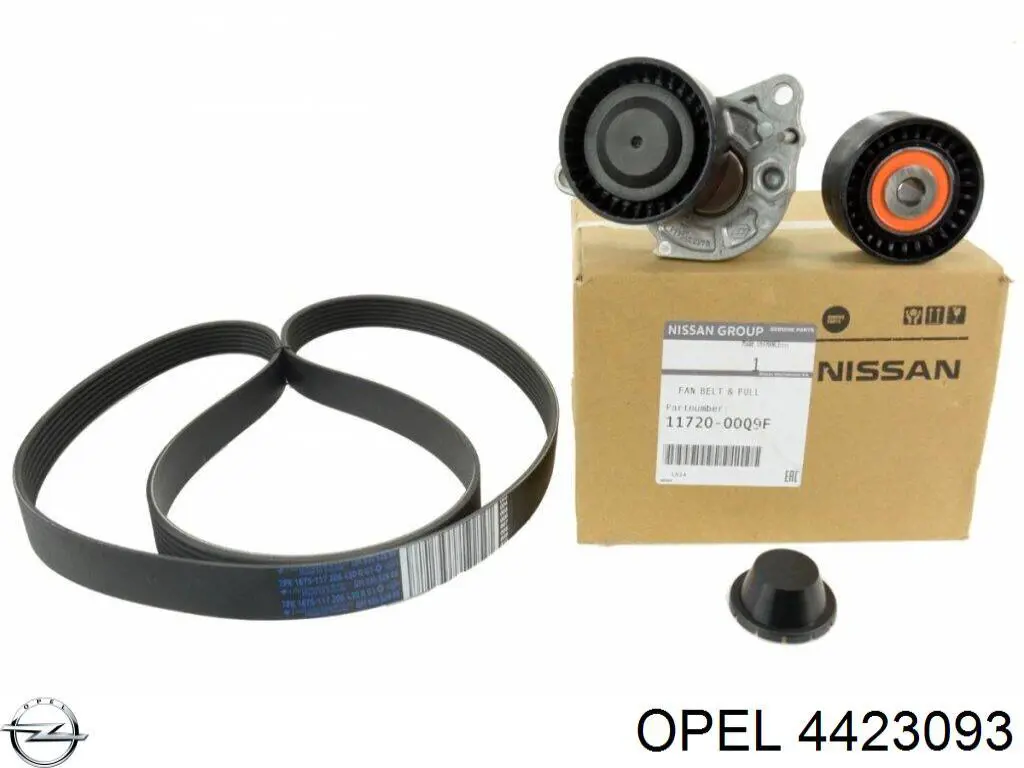 Do koszyka 4423093 Opel Pasek napędowy mechanizmów, zestaw