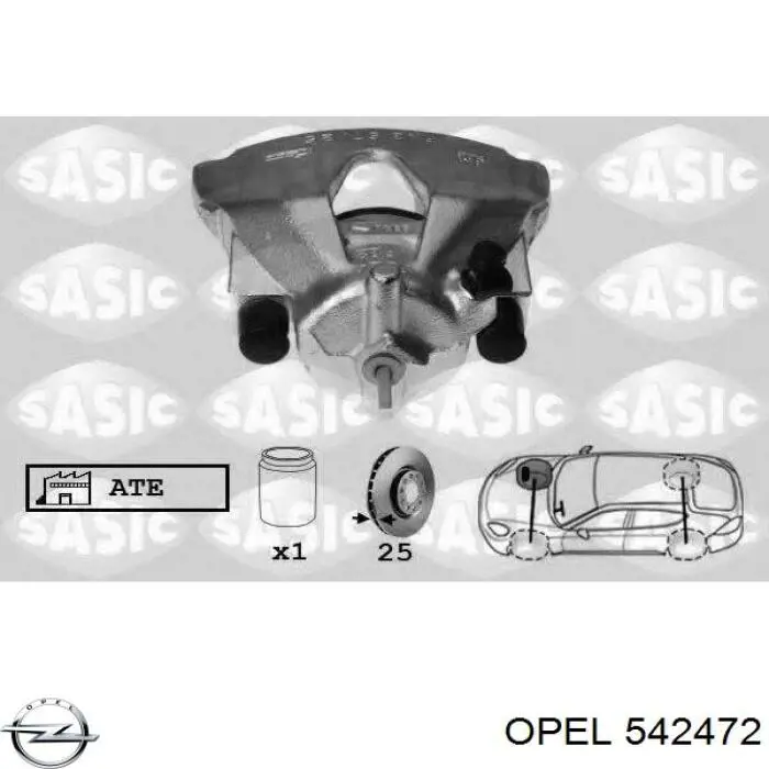 Do koszyka 542472 Opel Zacisk hamulcowy przedni prawy