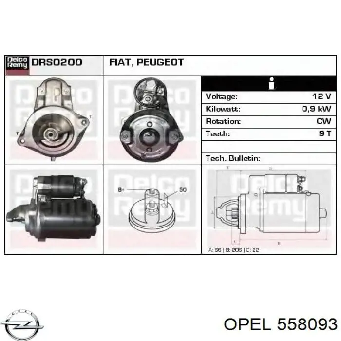 Główny cylinder hamulców 558093 Opel