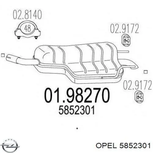 Do koszyka 5852301 Opel Tłumik, tylna część